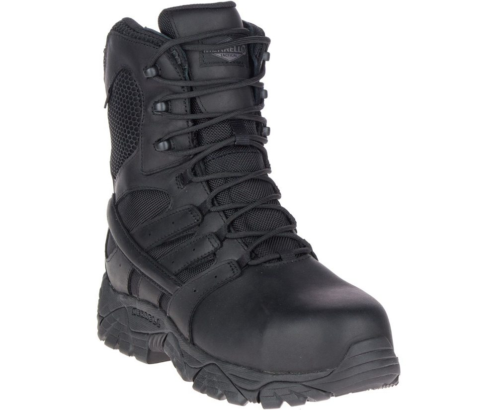 Botas Homem - Merrell Moab 2 8\" Tactical Response Waterproof Comp Toe Wide Width - Pretas - ZOF29713